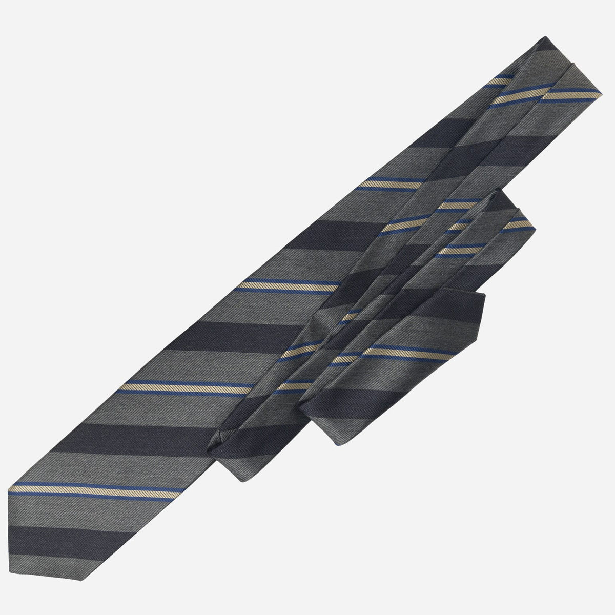 Italian Grey Silk Tie Woven Stripes