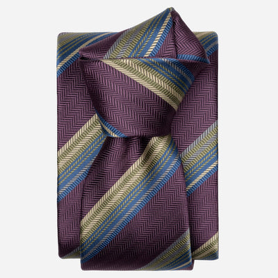 Designer Plum Striped Silk Tie