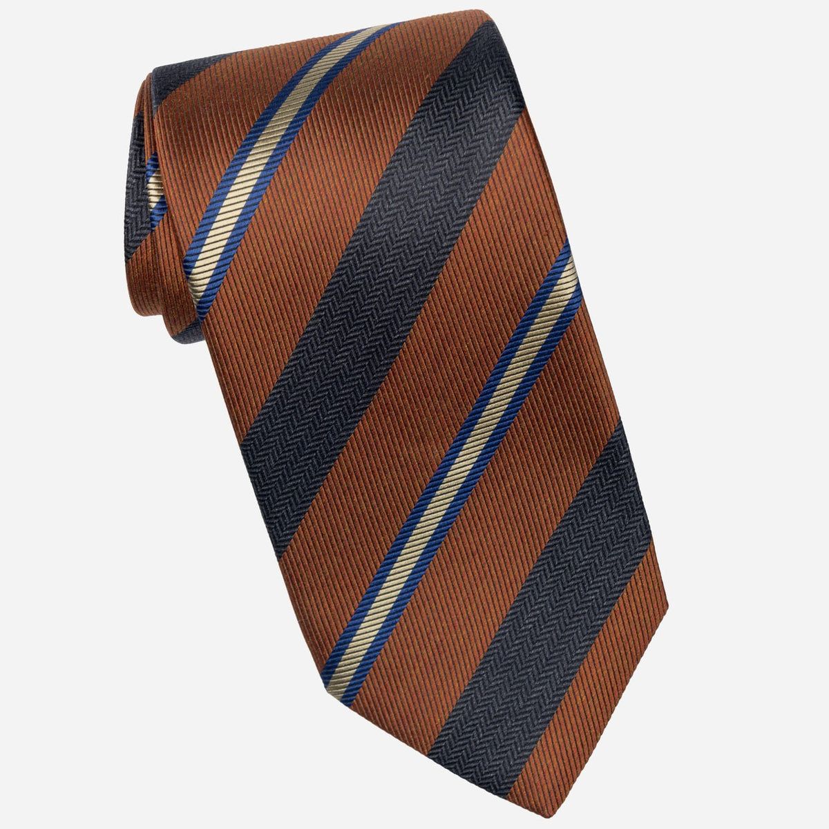 Italian Rust Silk Tie Woven Stripes