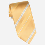 Yellow Striped Italian Designer Silk Tie