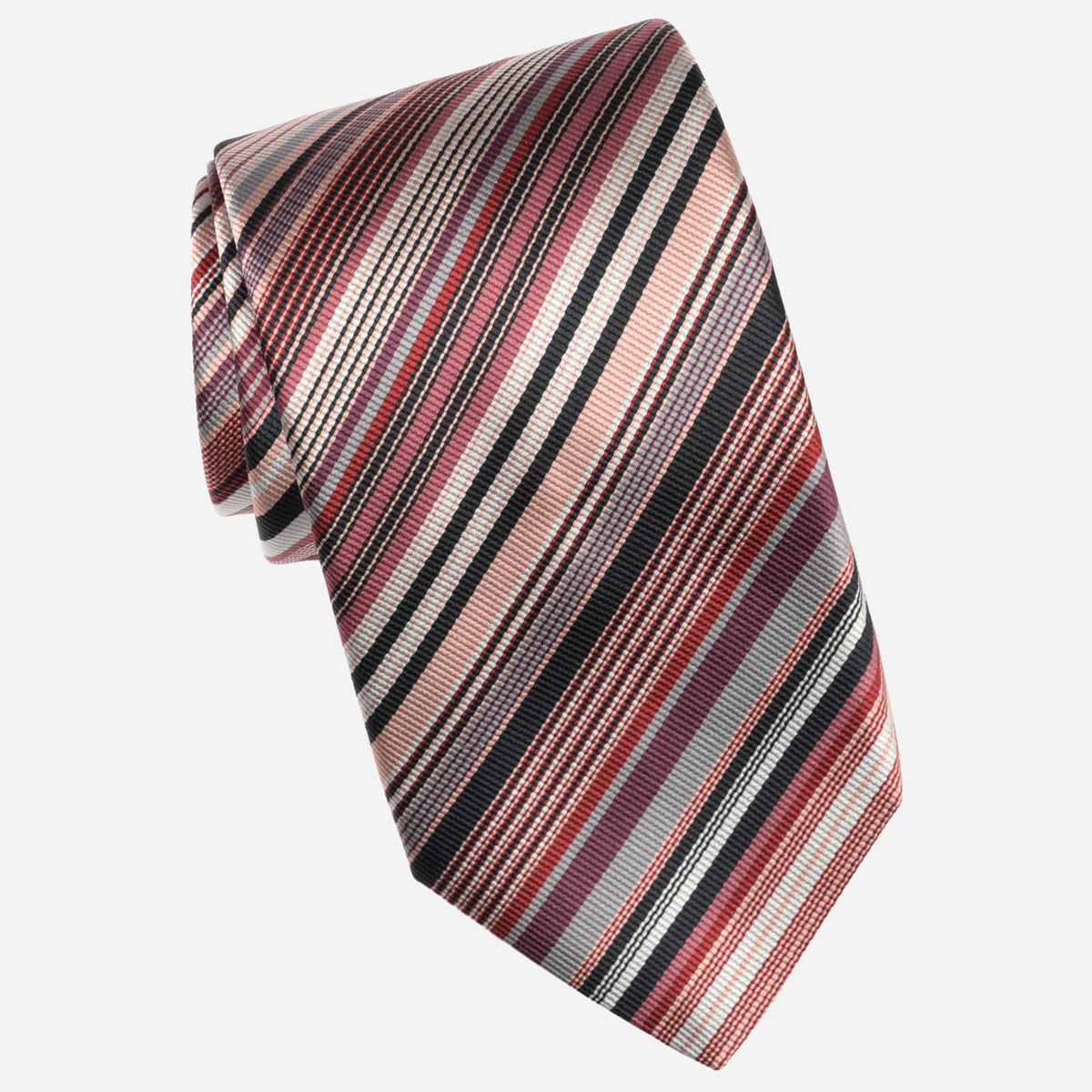 Red Designer Striped Italian Tie