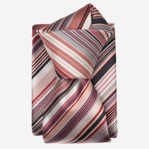Red Designer Striped Italian Tie