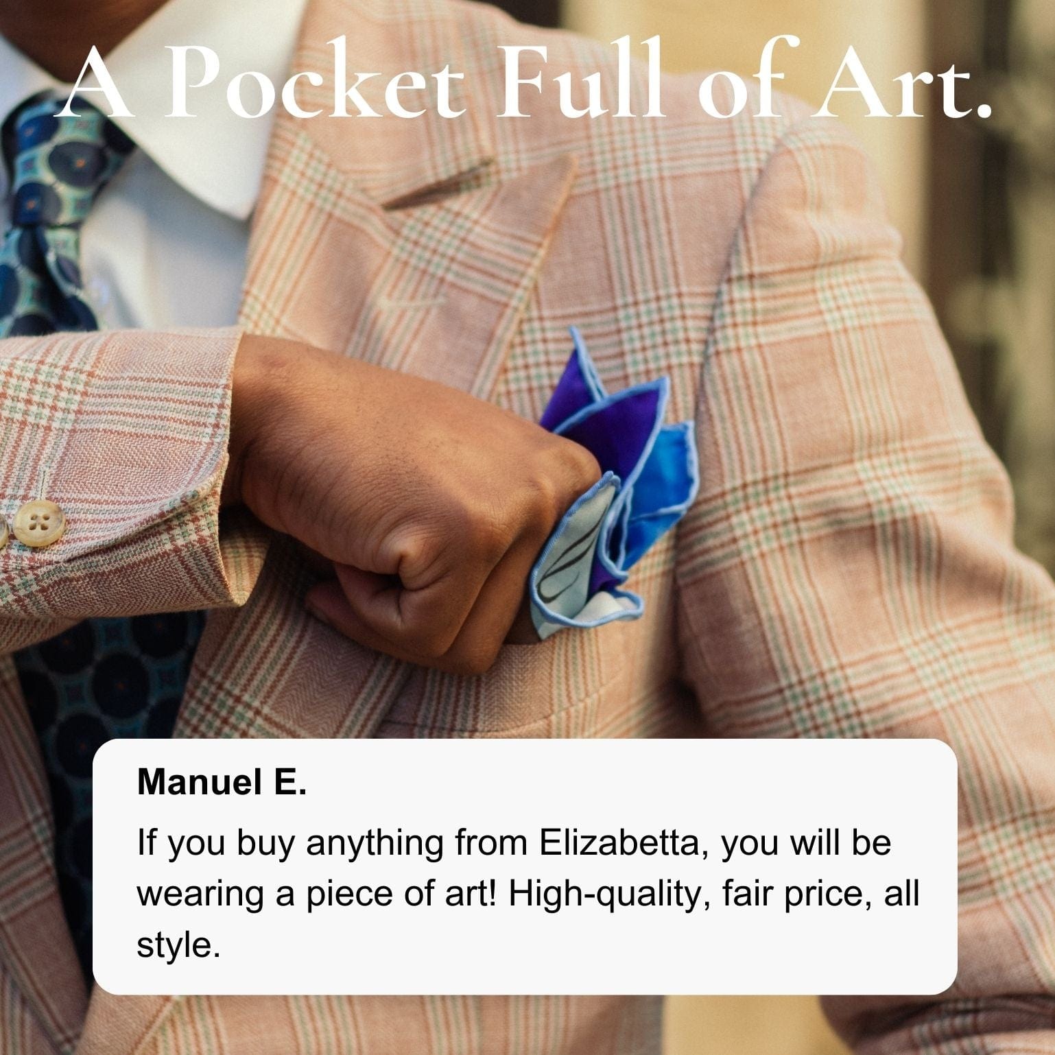 Blue Grey Violet Italian Suit Pocket Square