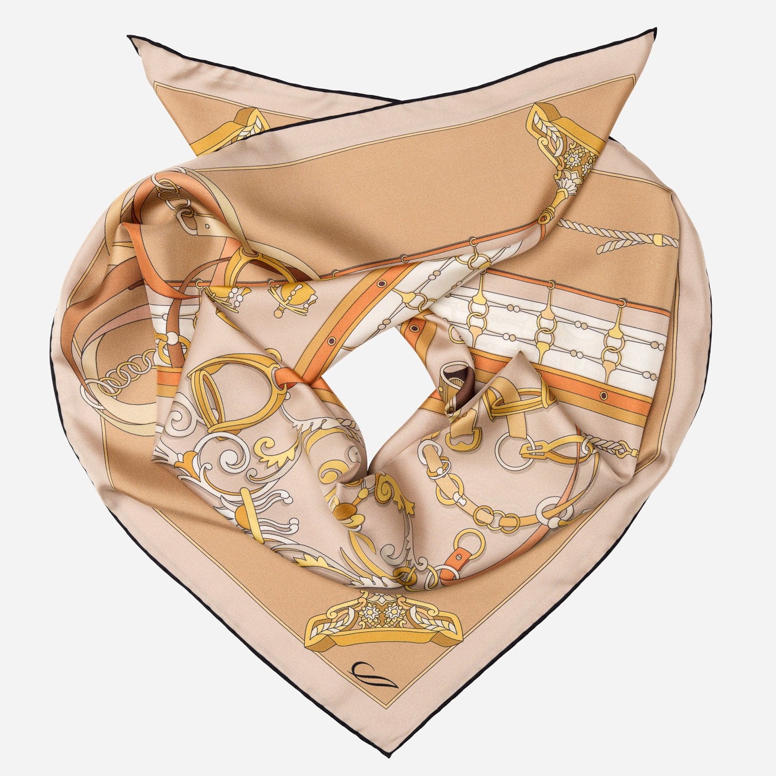 Women's Italian Silk Square Scarf - Tan