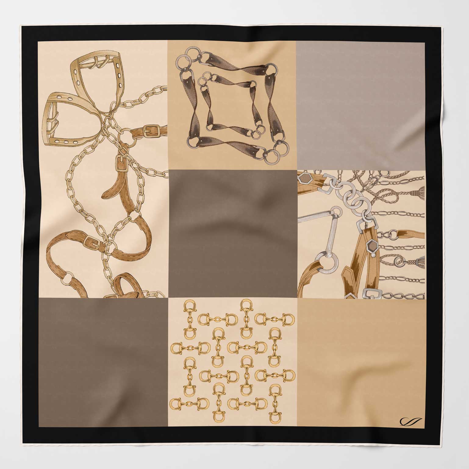 Tan Equestrian Italian Silk Neckerchief