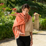 Orange Plaid 100% Italian Cashmere Scarf