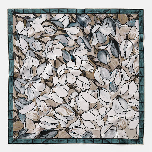 Silk Bandana - Teal Stained Glass Pattern