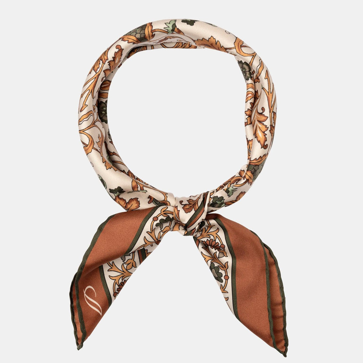 Terracotta Floral Italian Silk Neckerchief