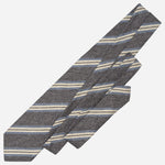 Dark Grey Striped Italian Designer Silk Tie