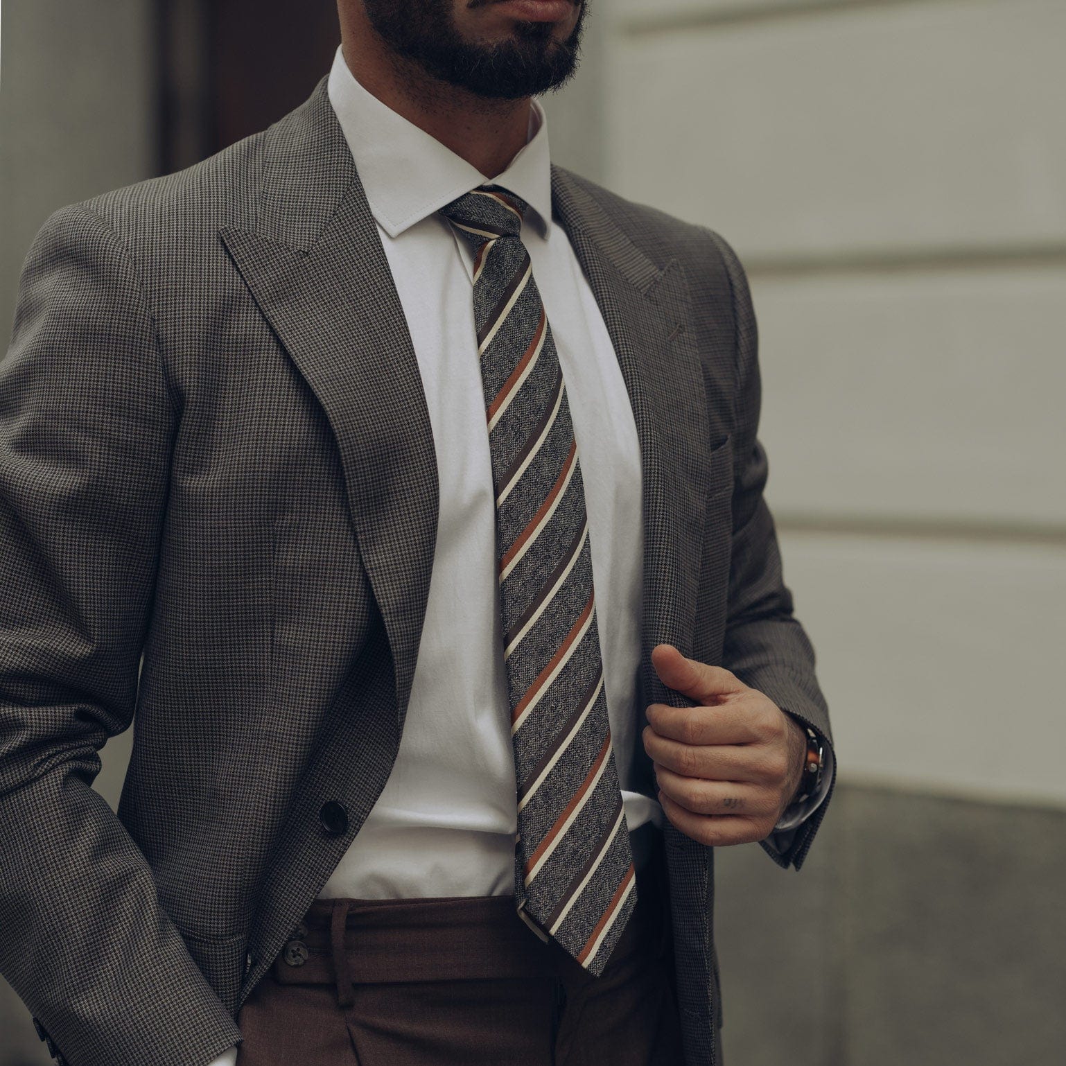 Steel Grey Striped Italian Handmade Silk Tie