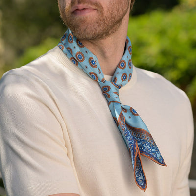 Blue Silk Neckerchief - Made in Italy