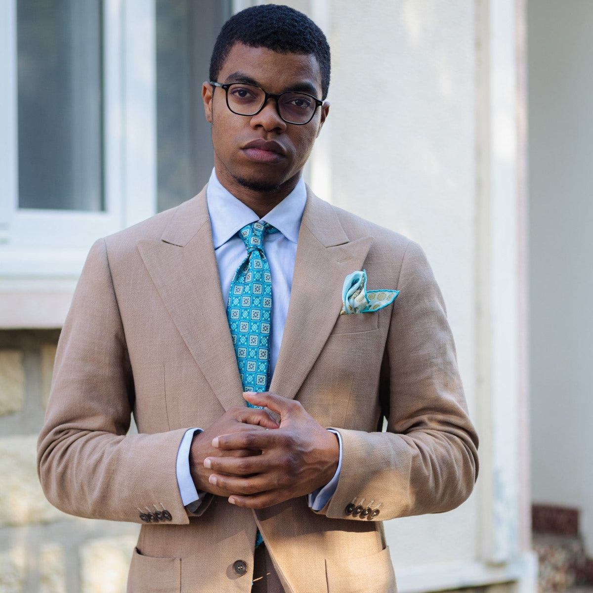Luxury handmade Italian turquoise silk tie