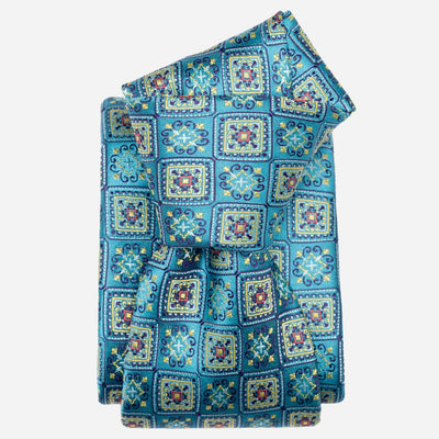 Designer Vintage Turquoise Silk Necktie