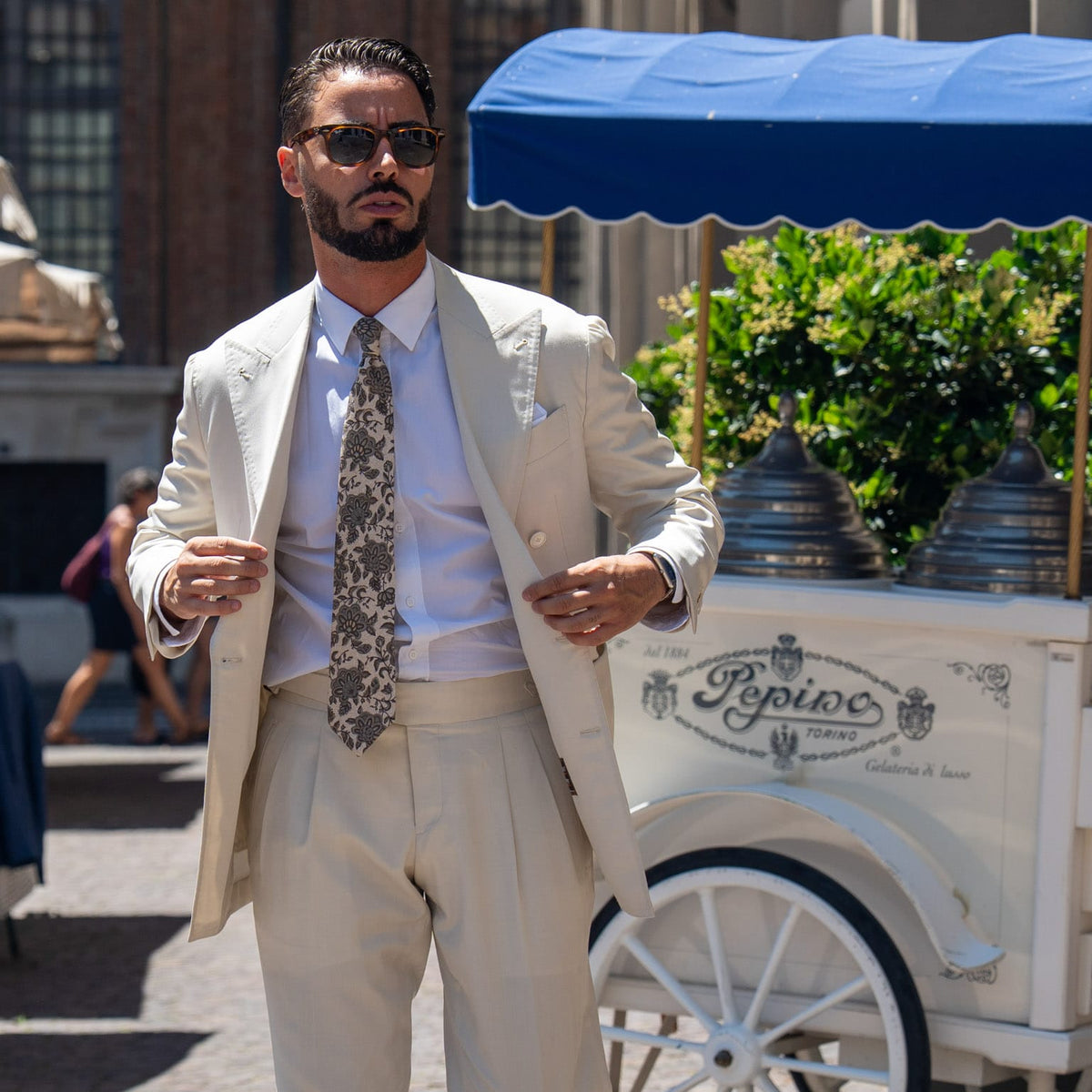 Beige & Sage Handmade Italian Silk Tie