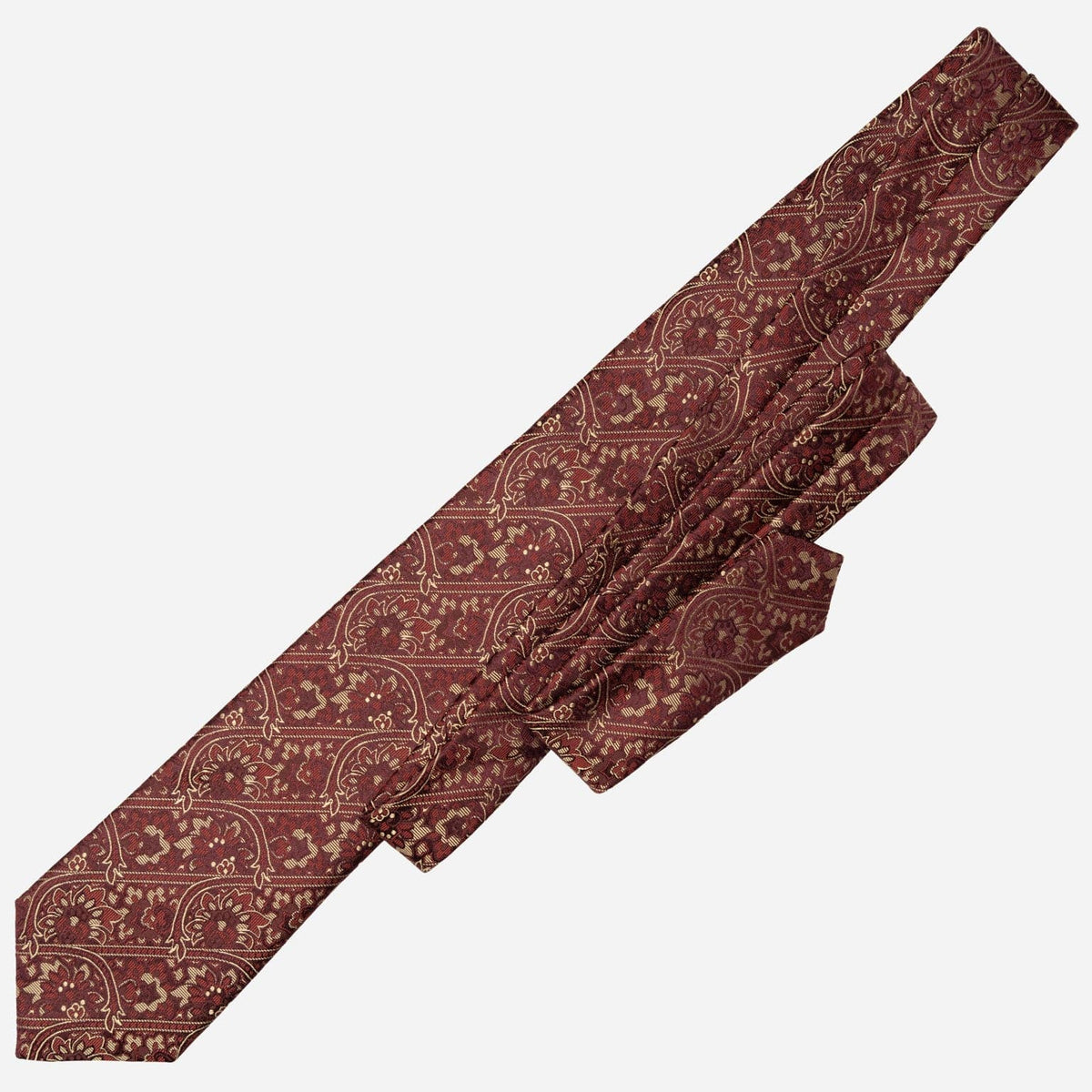 Handmade Italian Burgundy Floral Silk Tie