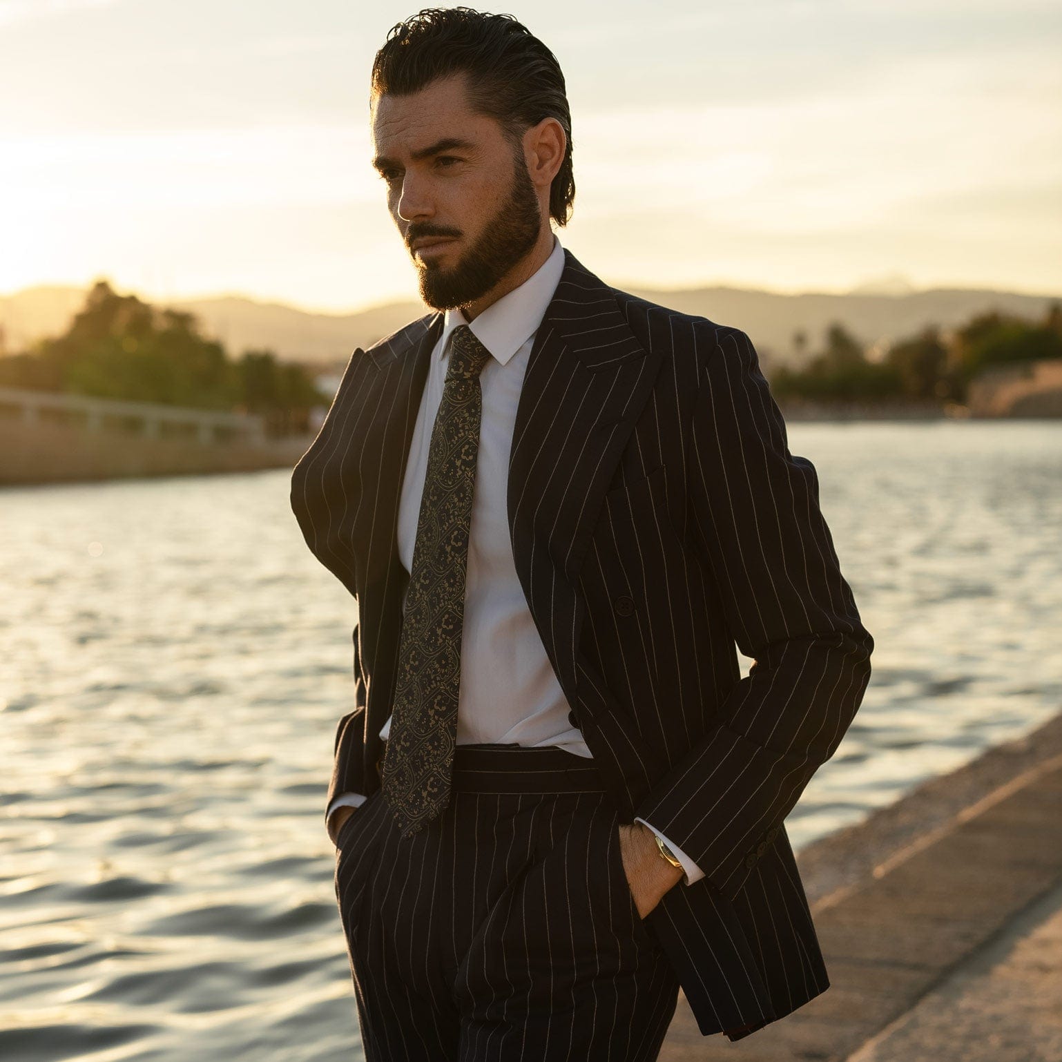 Handmade Italian Blue Floral Silk Tie