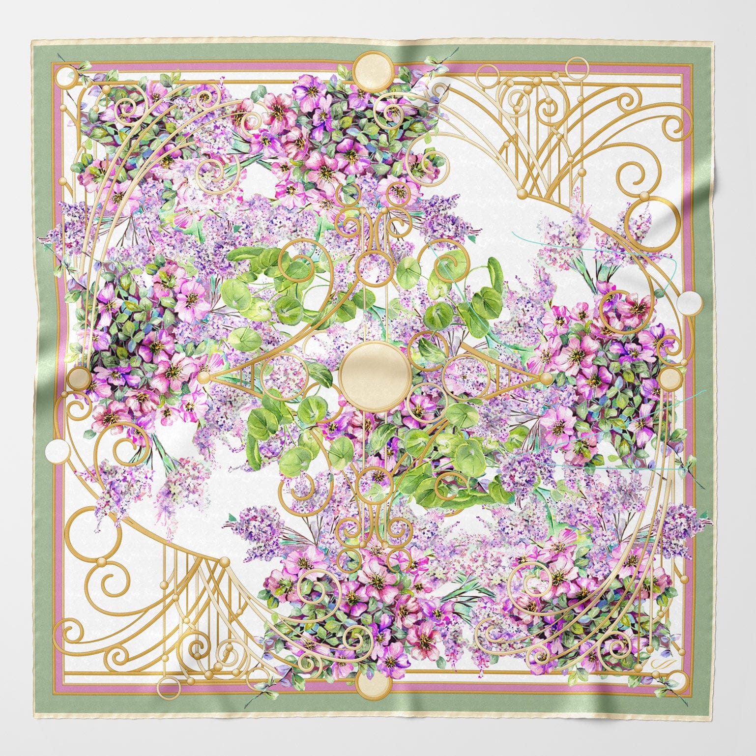 Pink Lilac Watercolor Silk Square Scarf