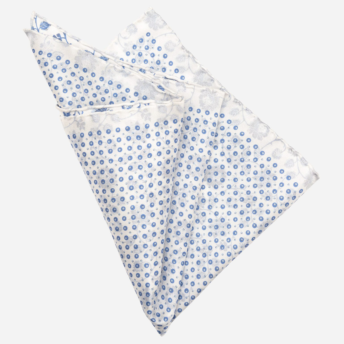 White & Blue Double Sided Silk Pocket Square