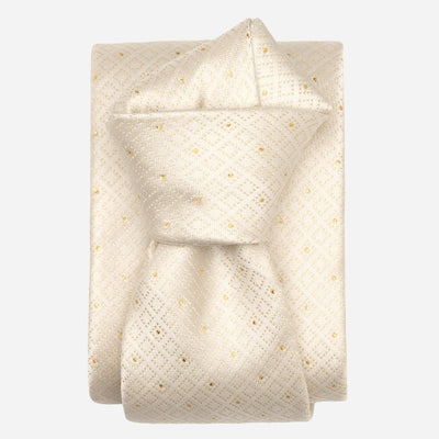 White & Gold Italian Designer Silk Tie