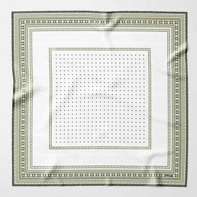 White and Green Polka Dot Silk Neckerchief