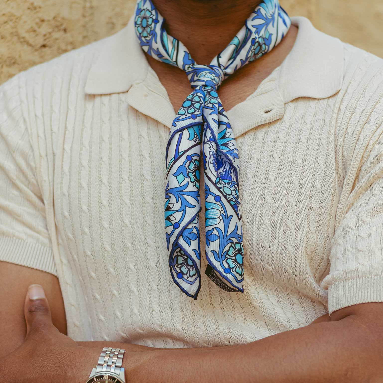 Men's Silk Bandana Neckerchief - Turquoise