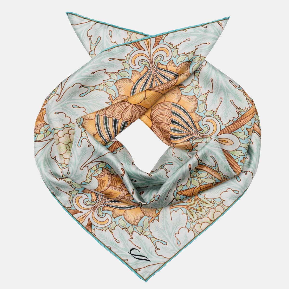 St. James - Hand Rolled Silk Neckerchief - Aqua