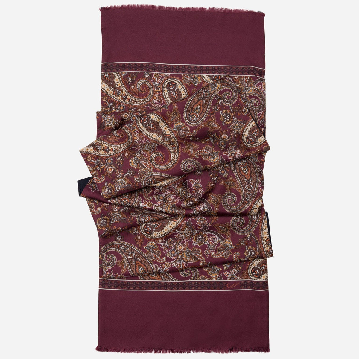 Burgundy Paisley Italian Silk Wool Scarf