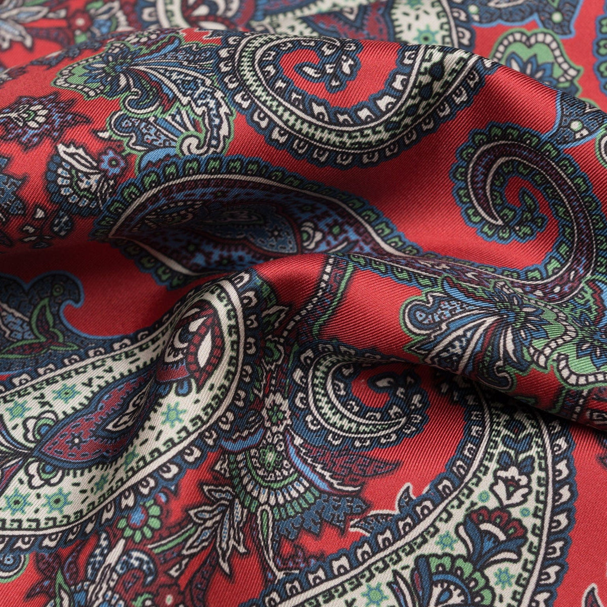 Red Paisley Italian Silk Wool Scarf