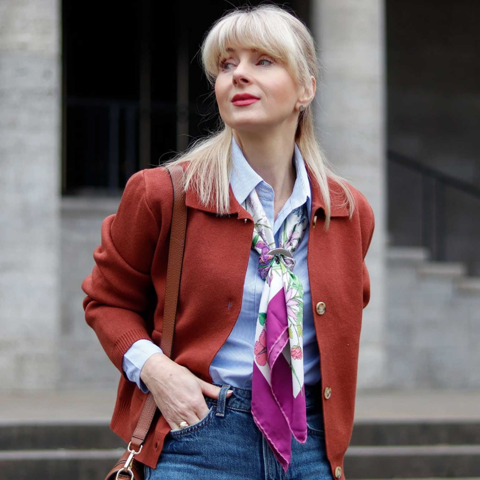 Berry Botanical Print Silk Scarf