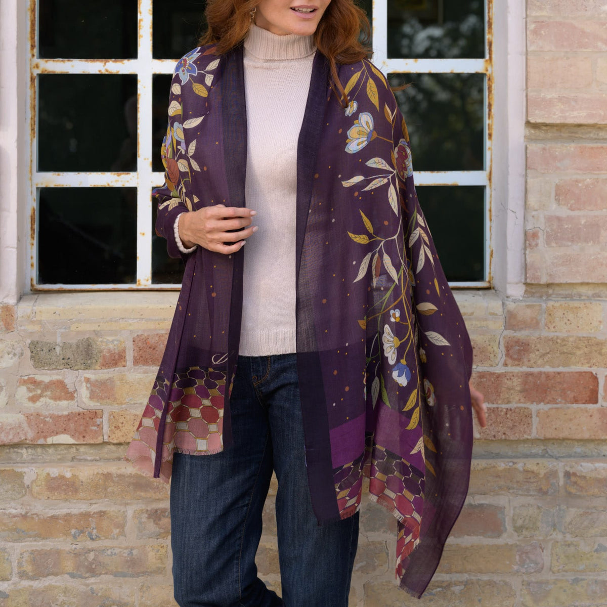 Luxury Plum Wool & Silk Scarf