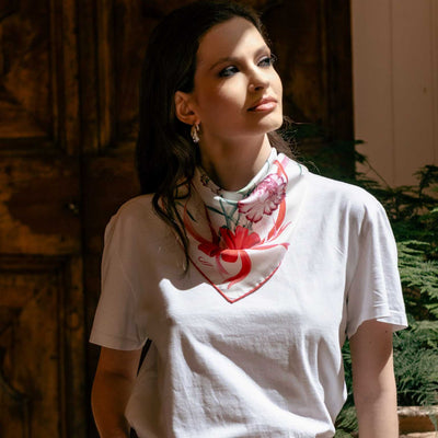 Ladies luxury handmade Italian silk bandana scarf