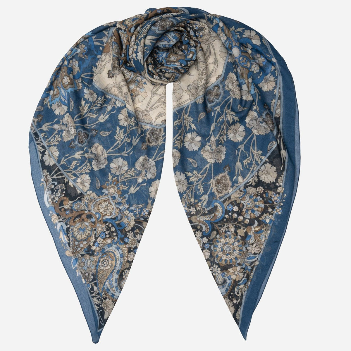 Blue Marine Modal Cashmere Square Scarf