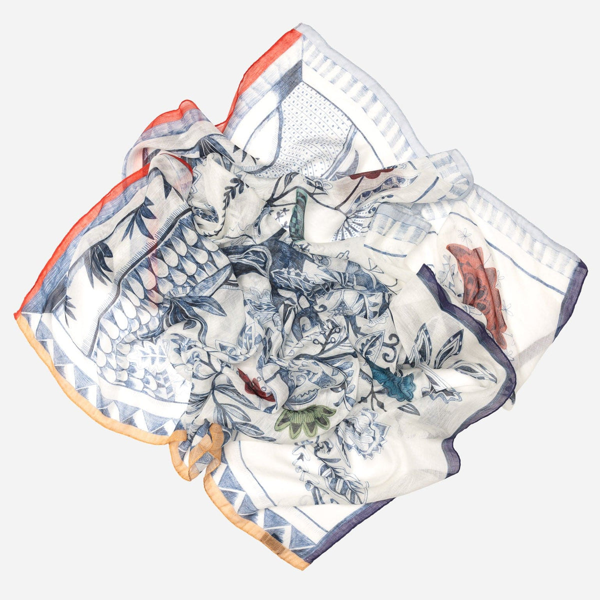 Blue Modal Linen Silk Square Scarf