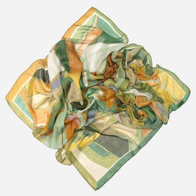 Green Modal Cotton Silk Square Scarf