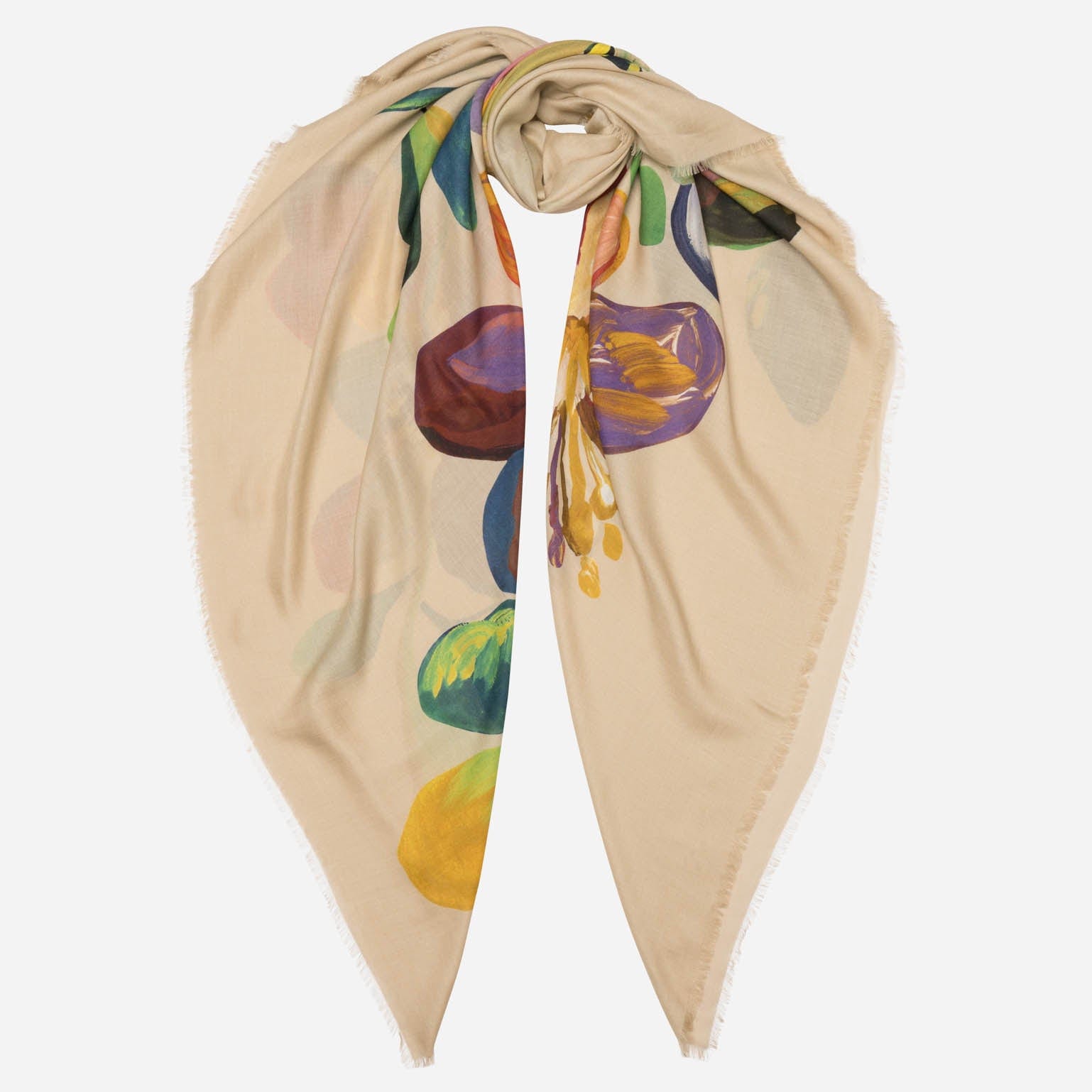 Floral women shawl, Beige Scarf, Painted Scarf, Leaf shawl, flower shawl, Luxury shawl, large Scarf, Designer hotsell Scarf, wrap scarf