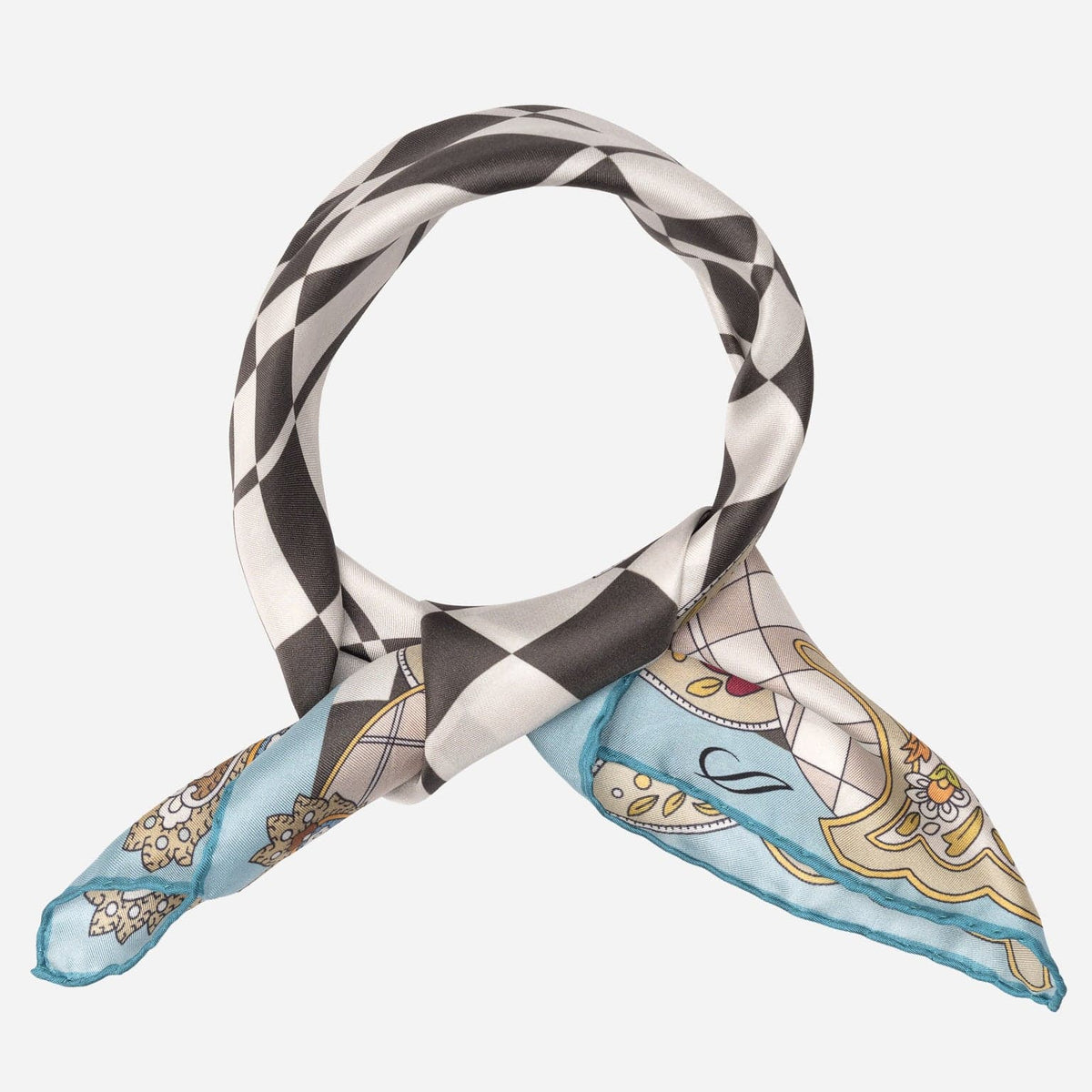 Women's Silk Bandana Abstract Aqua