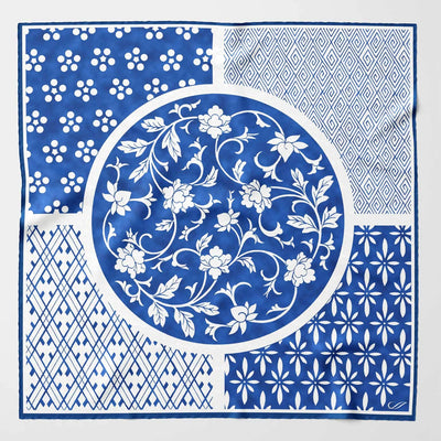 Women's luxury Italian blue silk bandana