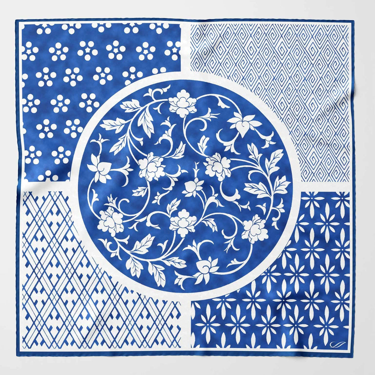 Women&#39;s luxury Italian blue silk bandana