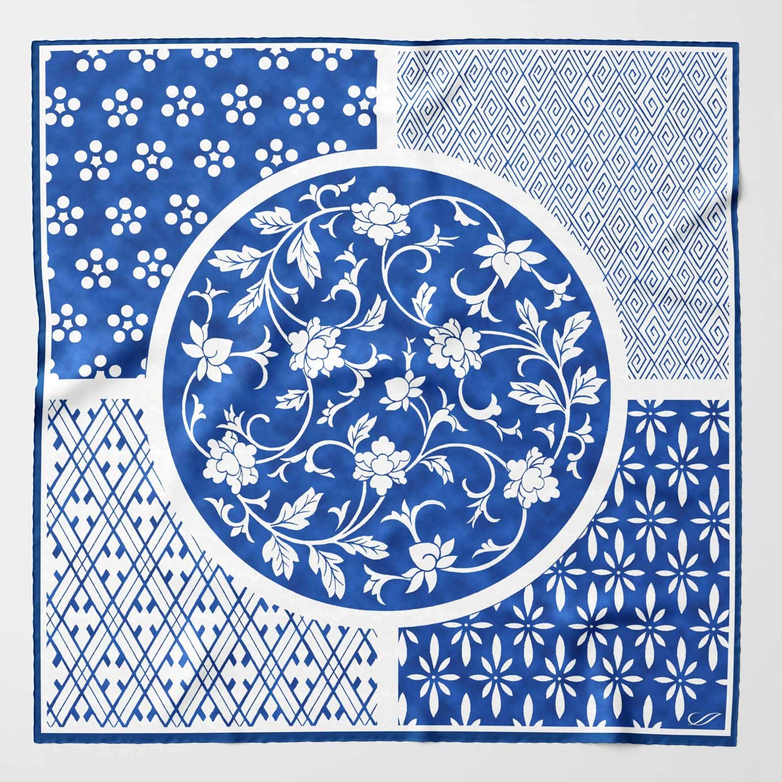 Women's luxury Italian blue silk bandana
