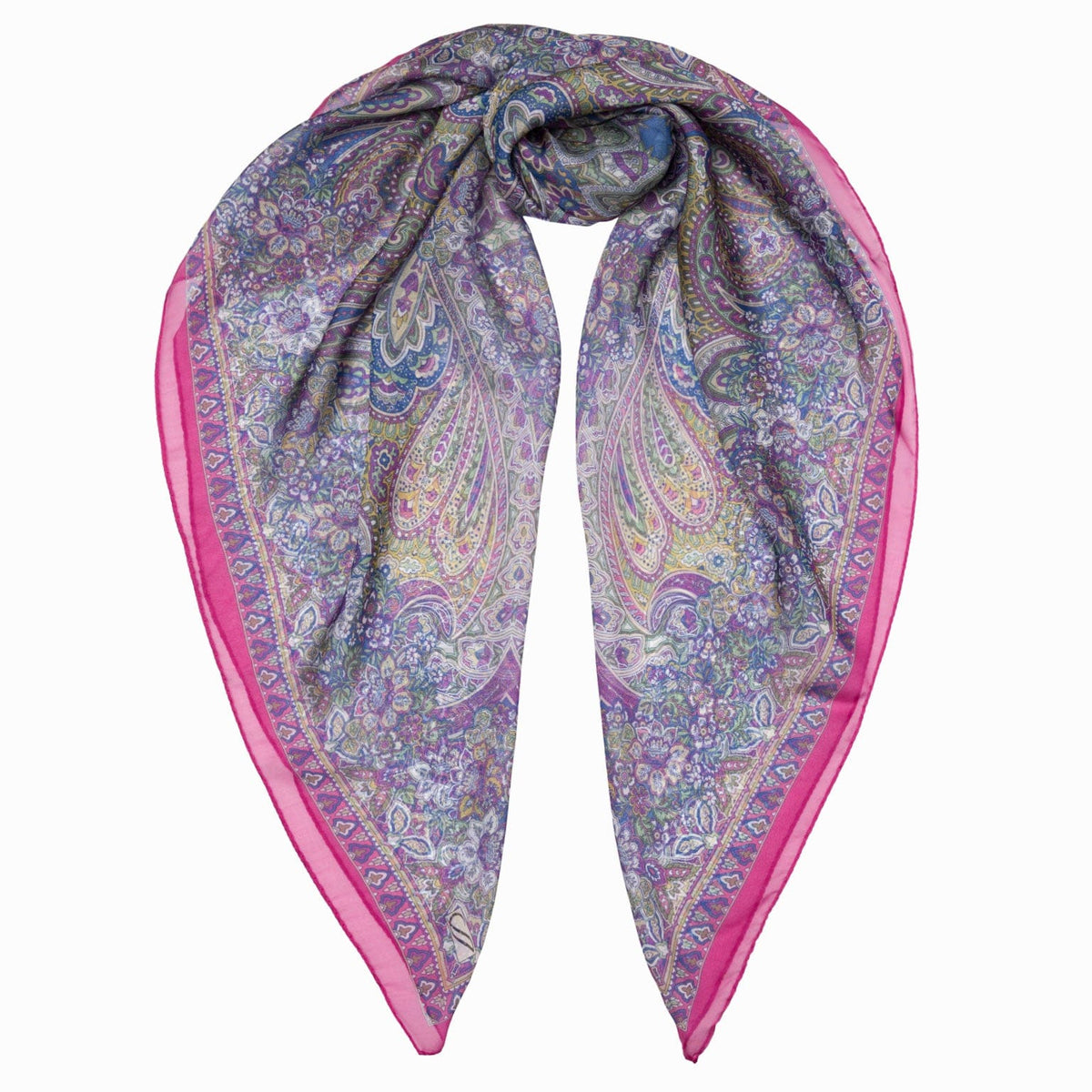 Extra Large Pink Paisley Silk Square Scarf