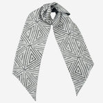Italian Designer Black Skinny Silk Scarf