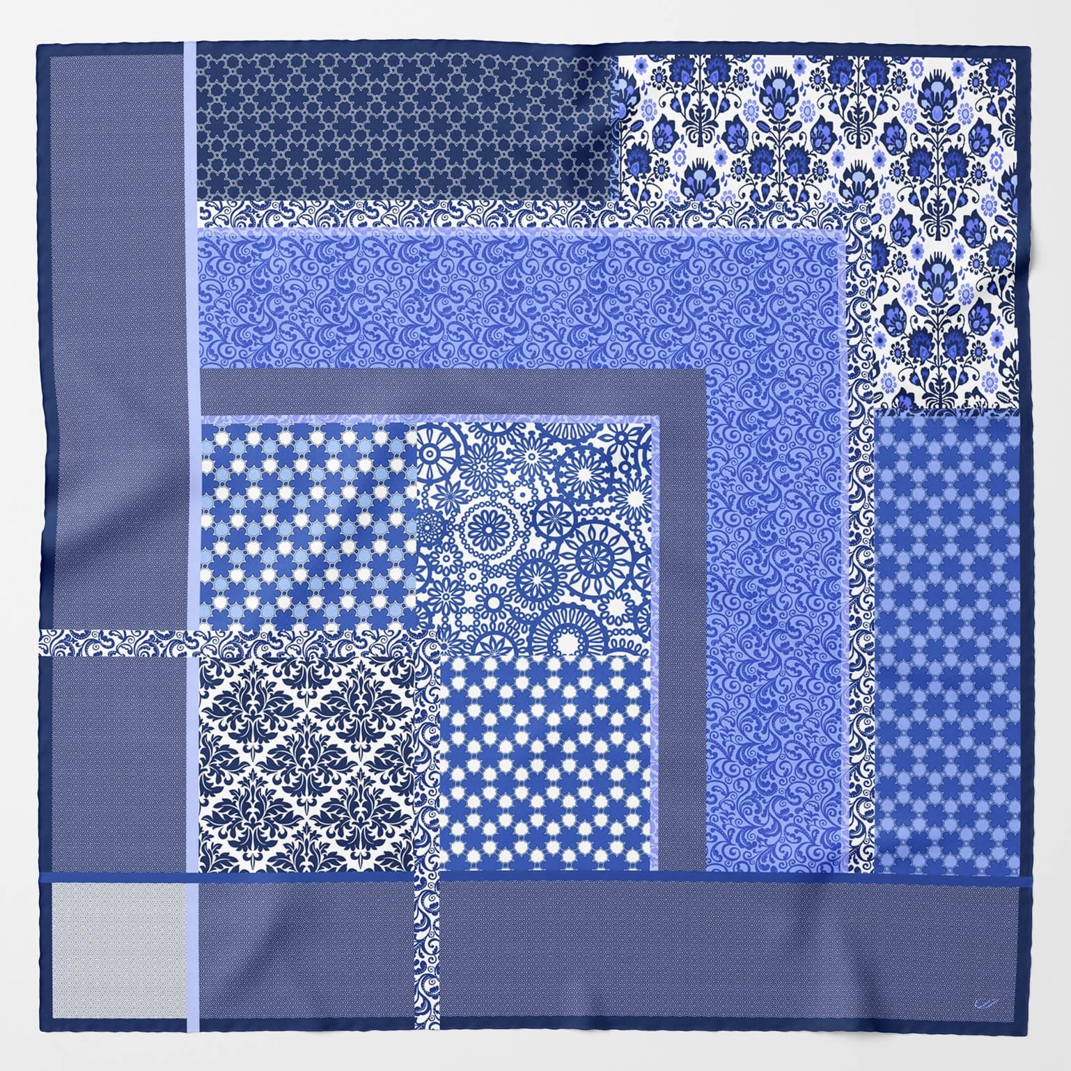 Extra Large Blue Silk Square Scarf