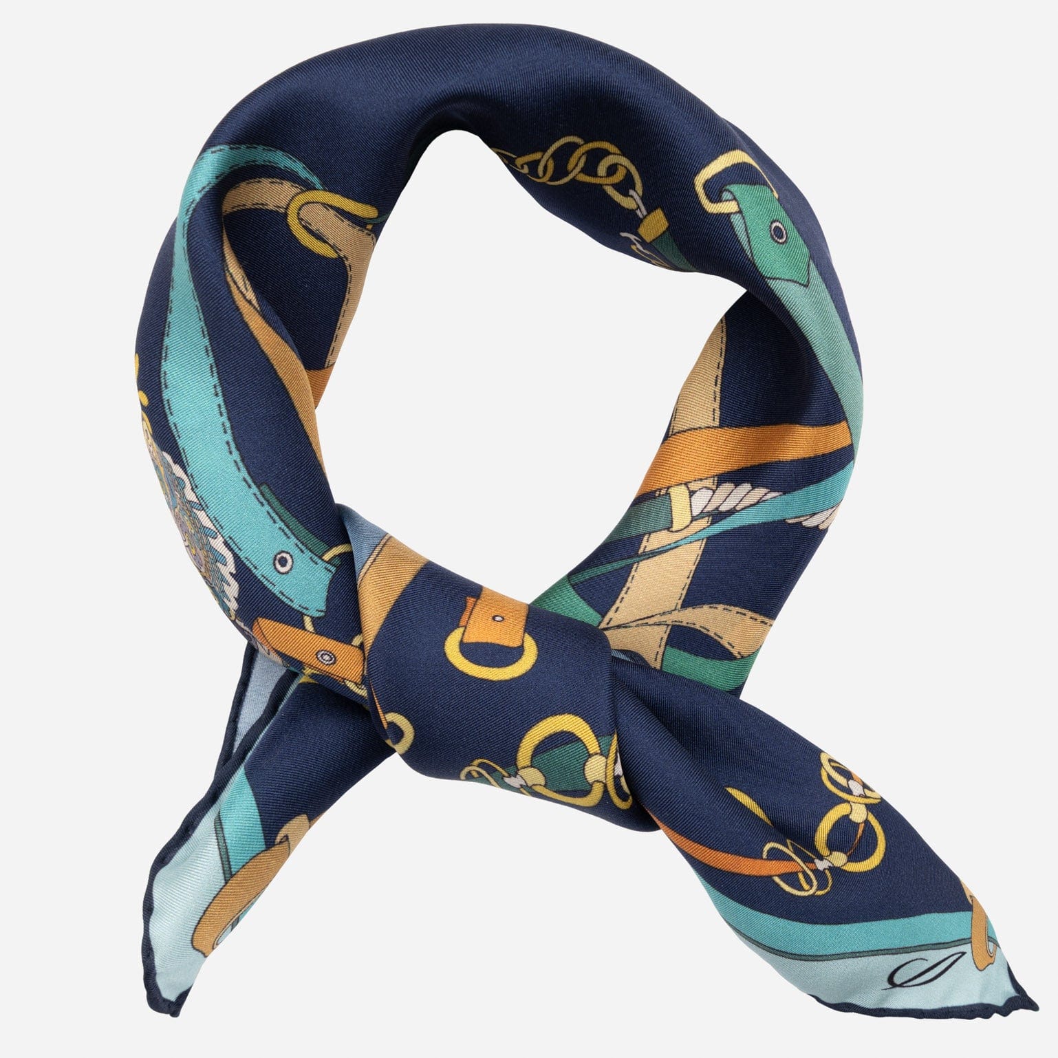 Women's Blue Equestrian Silk Bandana