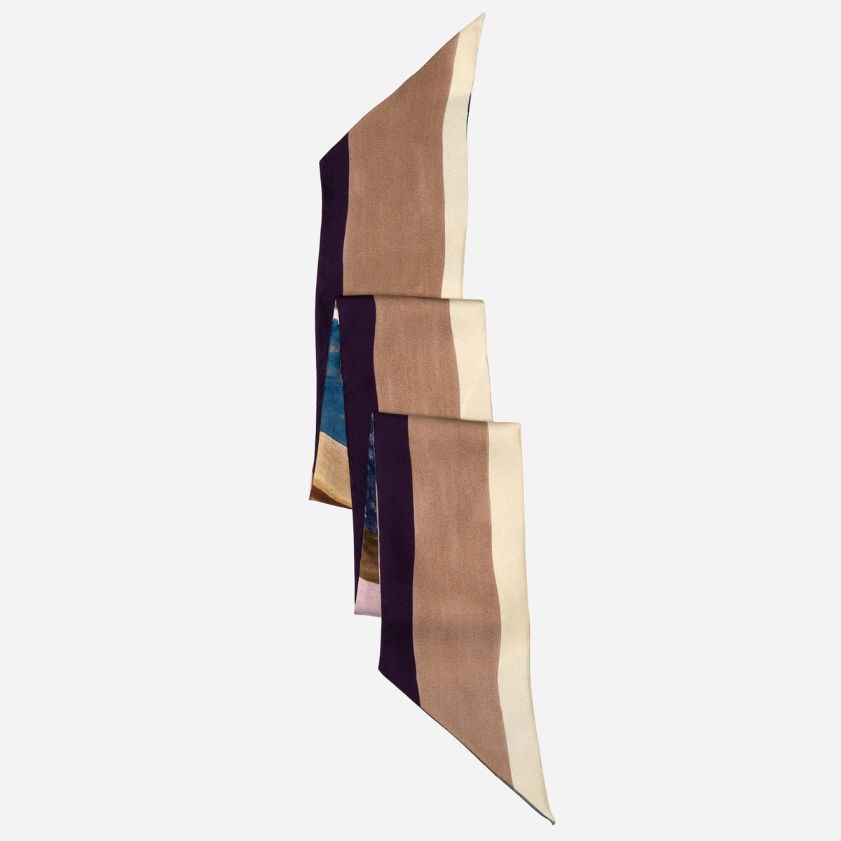 Italian Blue and Tan Skinny Silk Scarf
