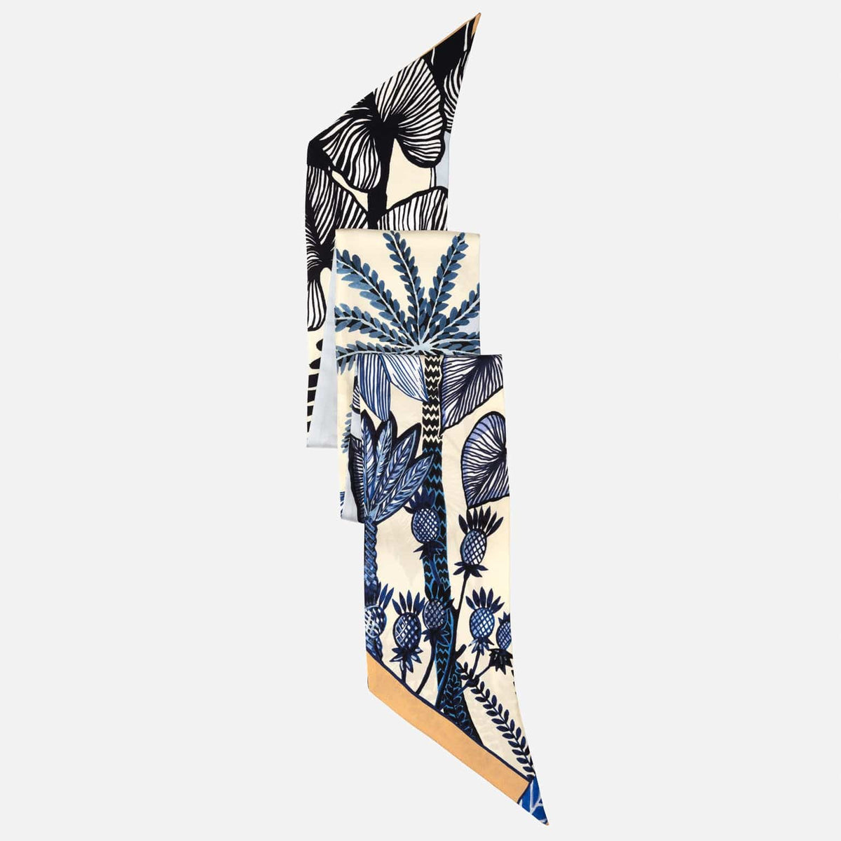 Italian Designer Blue Skinny Silk Scarf