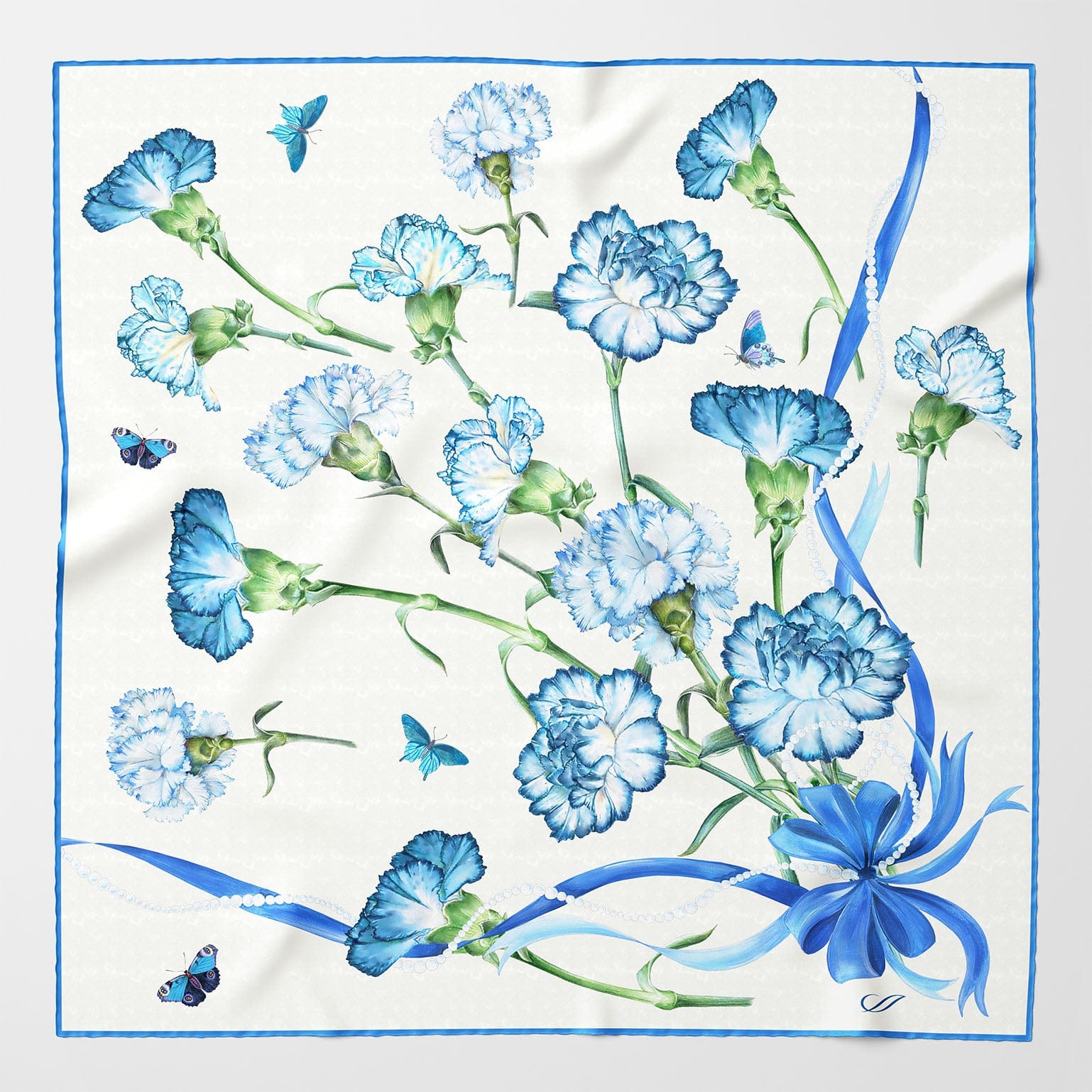Women's blue silk designer bandana scarf