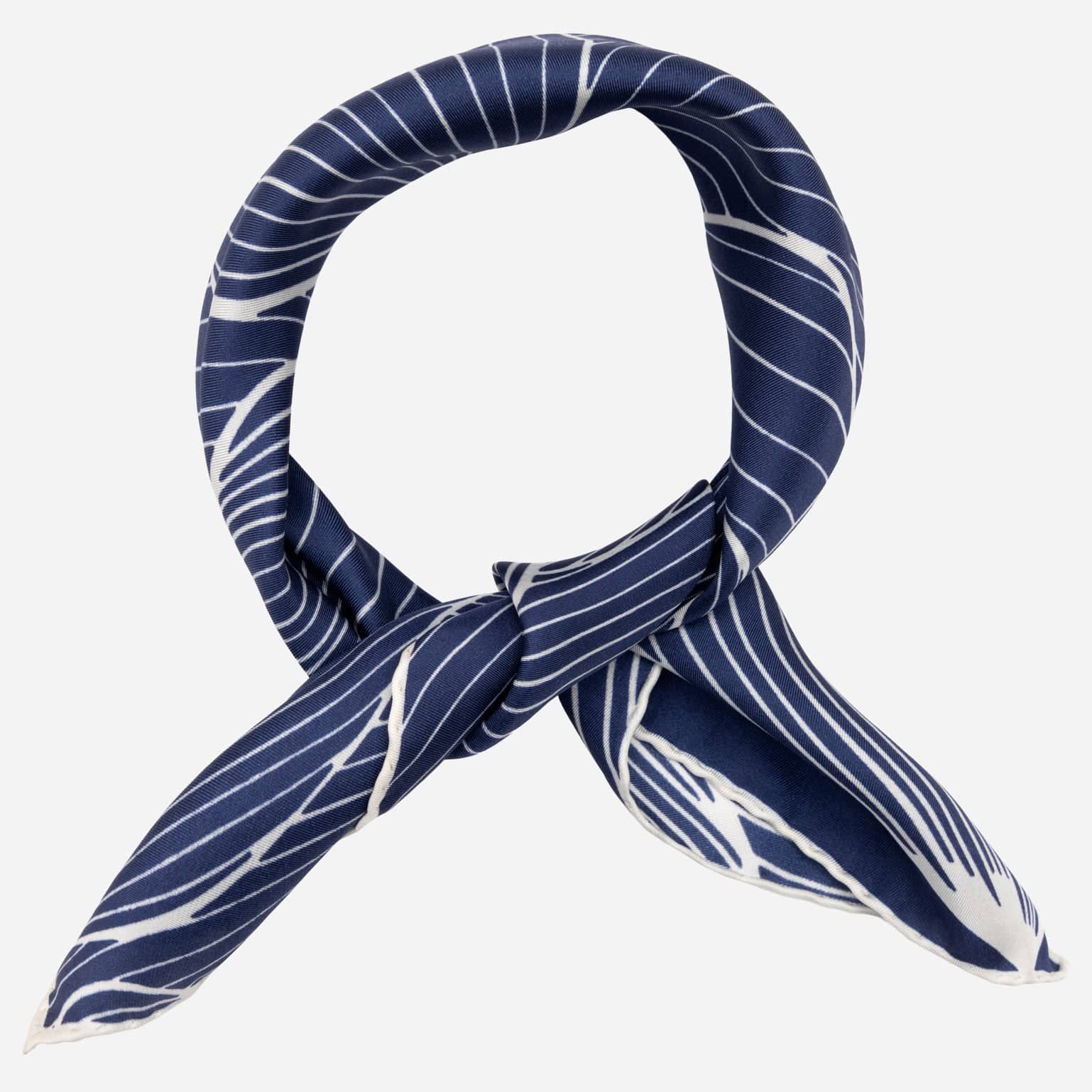 Lotus Design Blue Silk Bandana