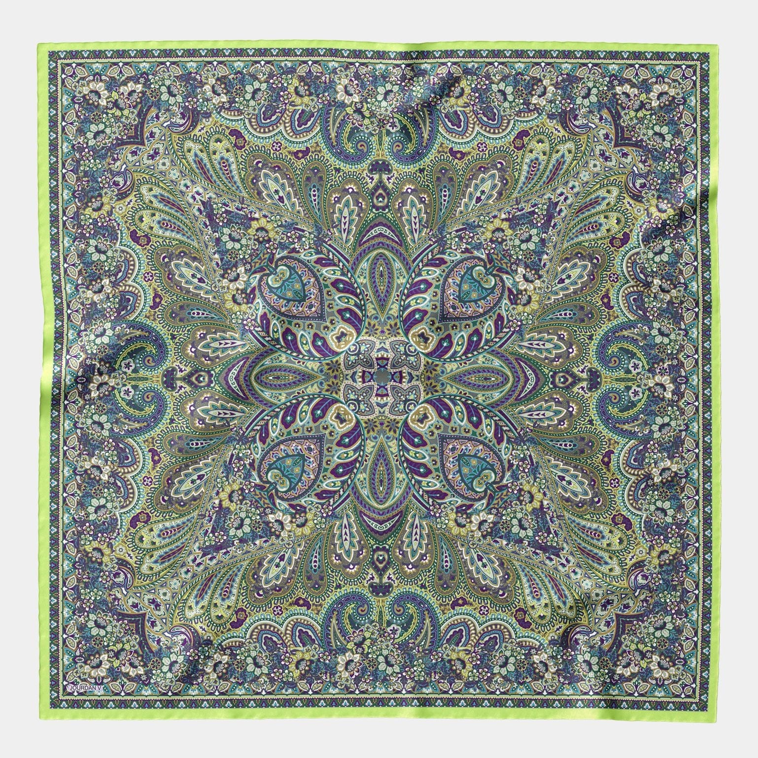 luxury elegant green paisley oversized extra large silk wrap scarf