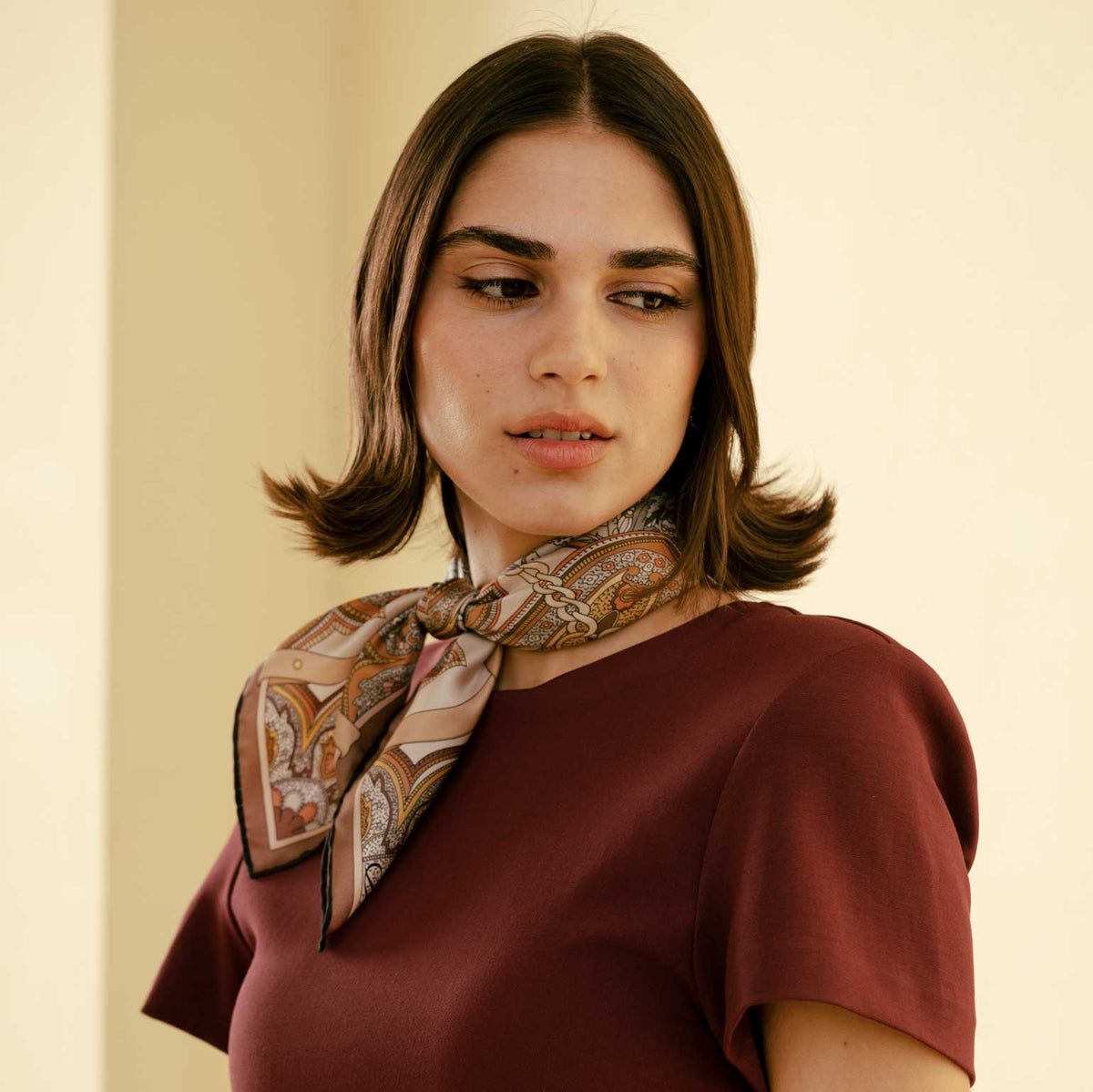 Women's Silk Bandana Brown