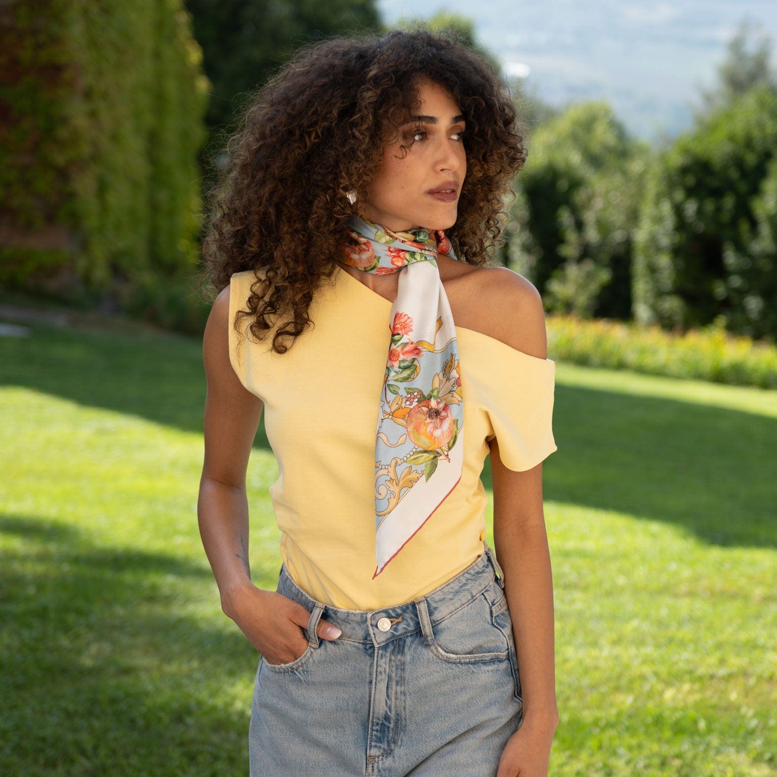 Ladies best Italian silk scarf powder blue
